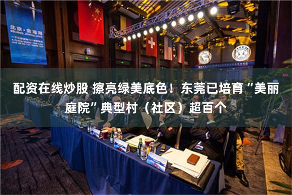 配资在线炒股 擦亮绿美底色！东莞已培育“美丽庭院”典型村（社区）超百个